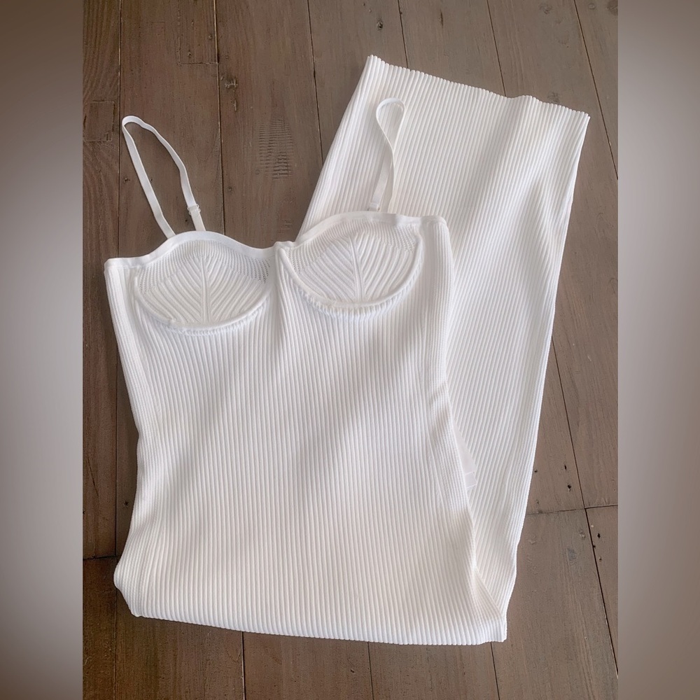 Helmet Lang ribbed eyelet bra dress in white NWT - Picture 5 of 9